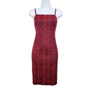Express Womens Sleeveless Red Snake Jacquard Thigh Slit Mini Dress Size 3/4
